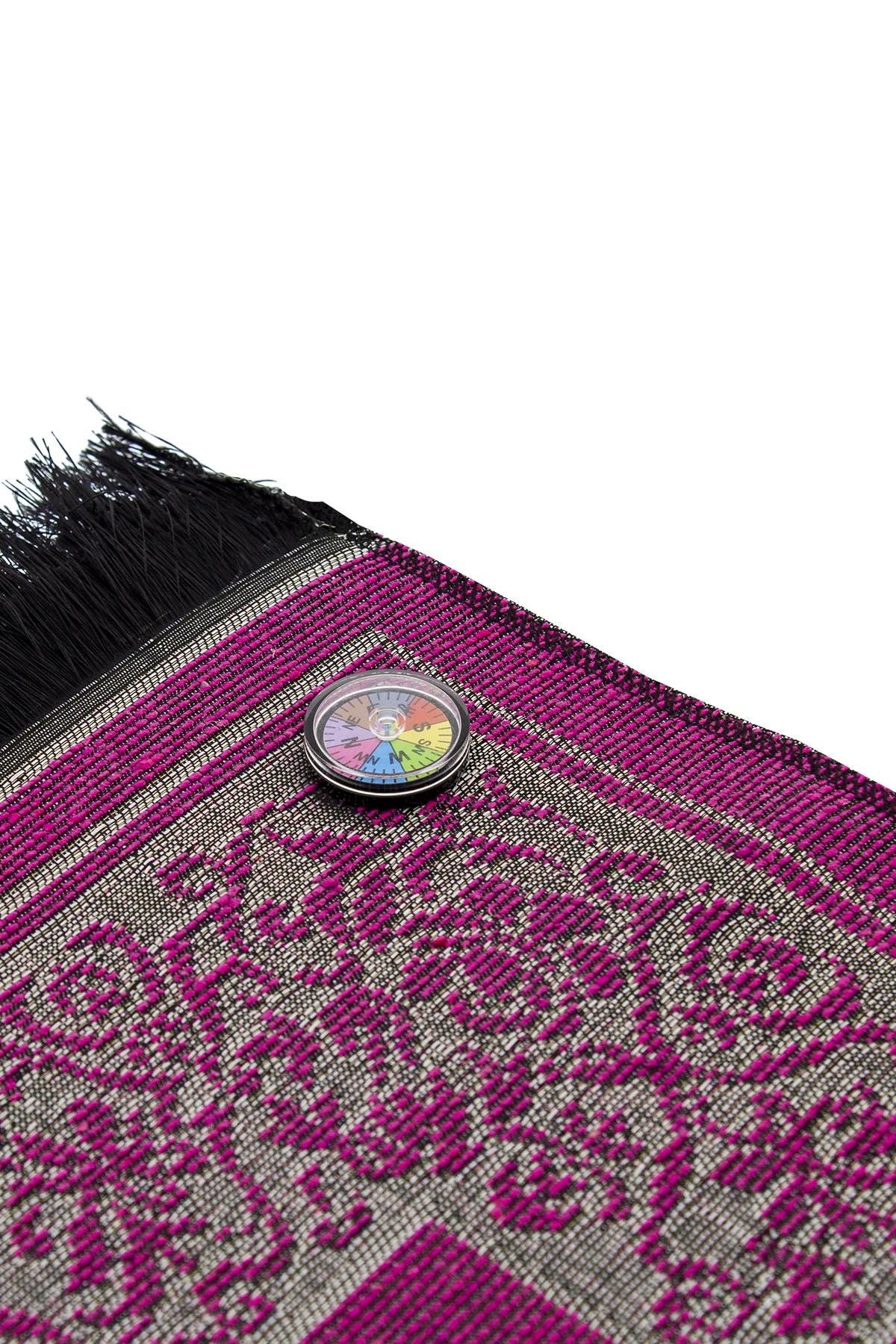 Kıbleyi Gösteren Pusulalı Fuşya Seccade