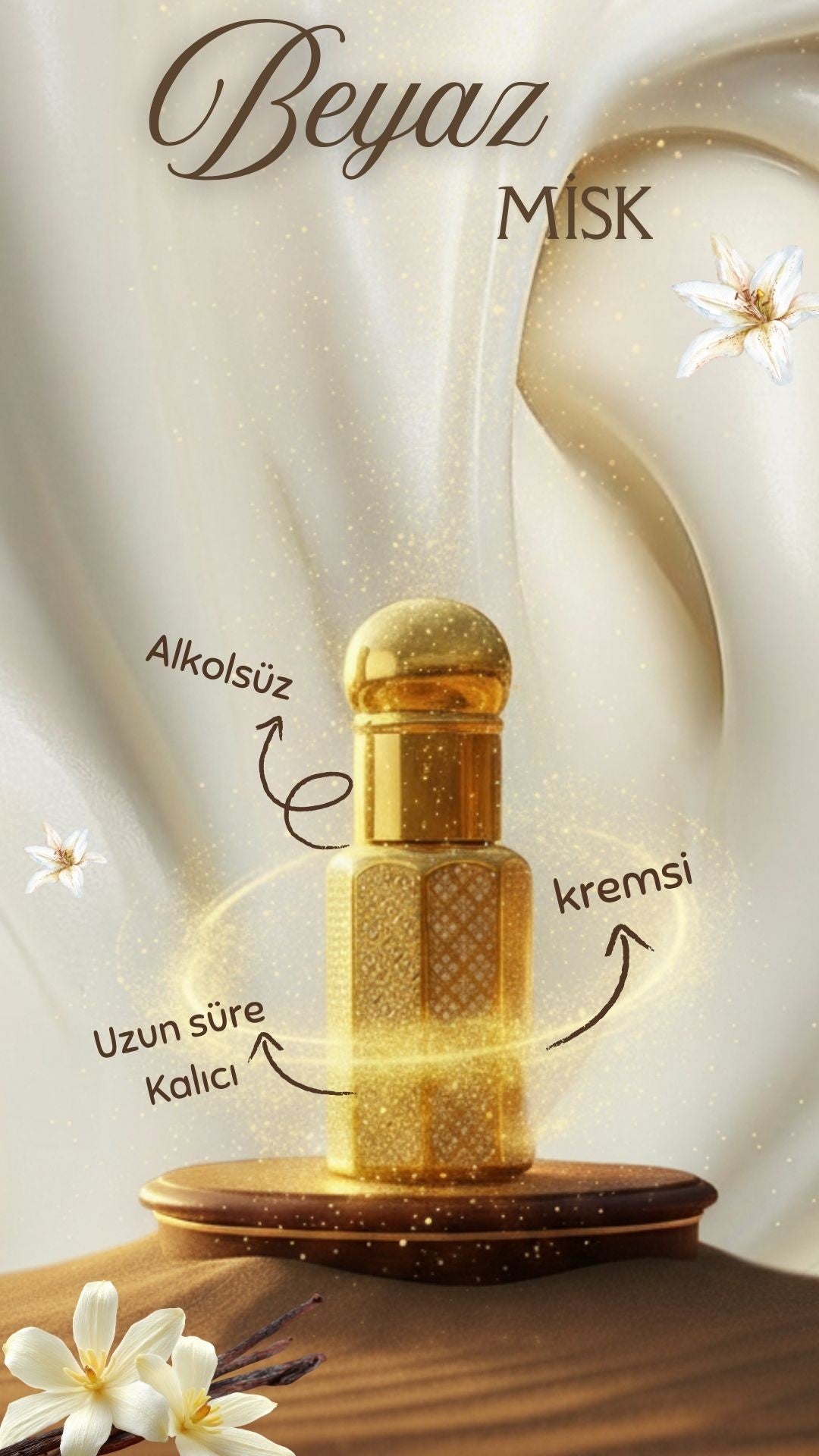 Beyaz Misk Kokusu 6 Ml Premium Esans Çubuklu Cam Şişesinde Hediyelik Ahşap Kutulu