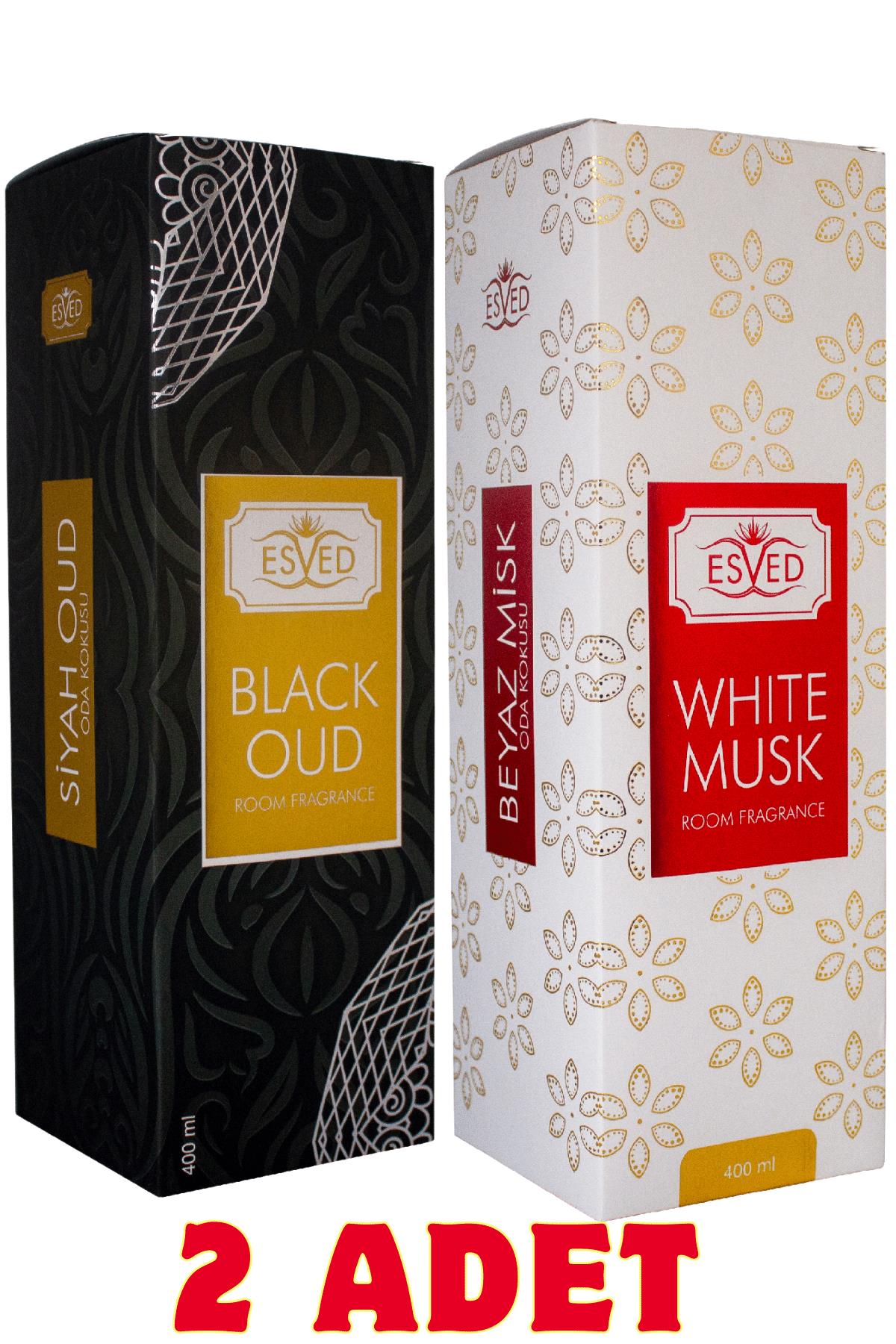Beyaz Misk & White Musk ve Siyah Oud & Black Oud Oda Ve Kumaş Spreyi Seccade Spreyi Oda Kokusu Koku 400 ml