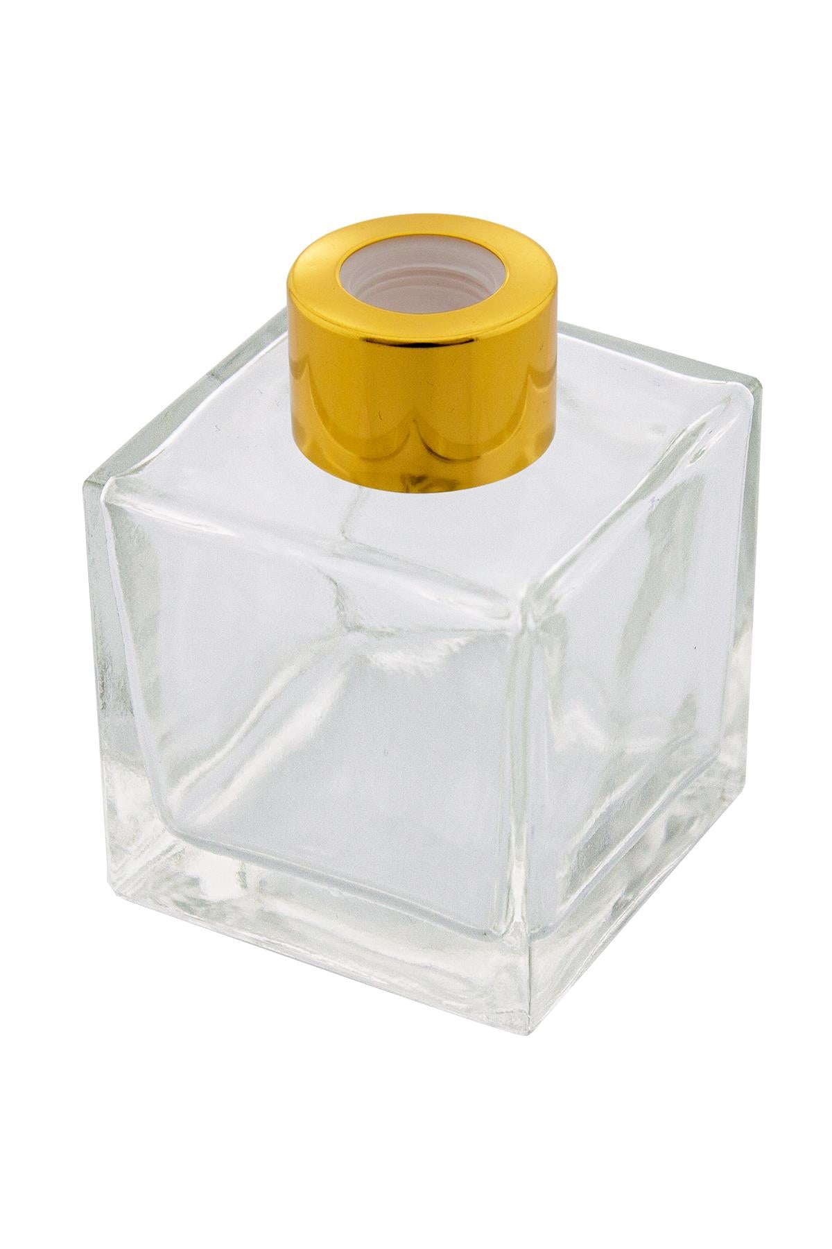 100 Cc Kare Bambu Cam Bambu Oda Kokusu Şişesi Gold Kapaklı Diffuser Şişe 5 Adet