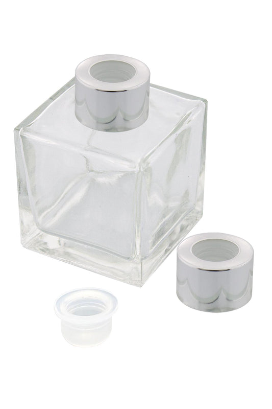 100 Cc Kare Bambu Cam Bambu Oda Kokusu Şişesi Silver Kapaklı Diffuser Şişe 5 Adet
