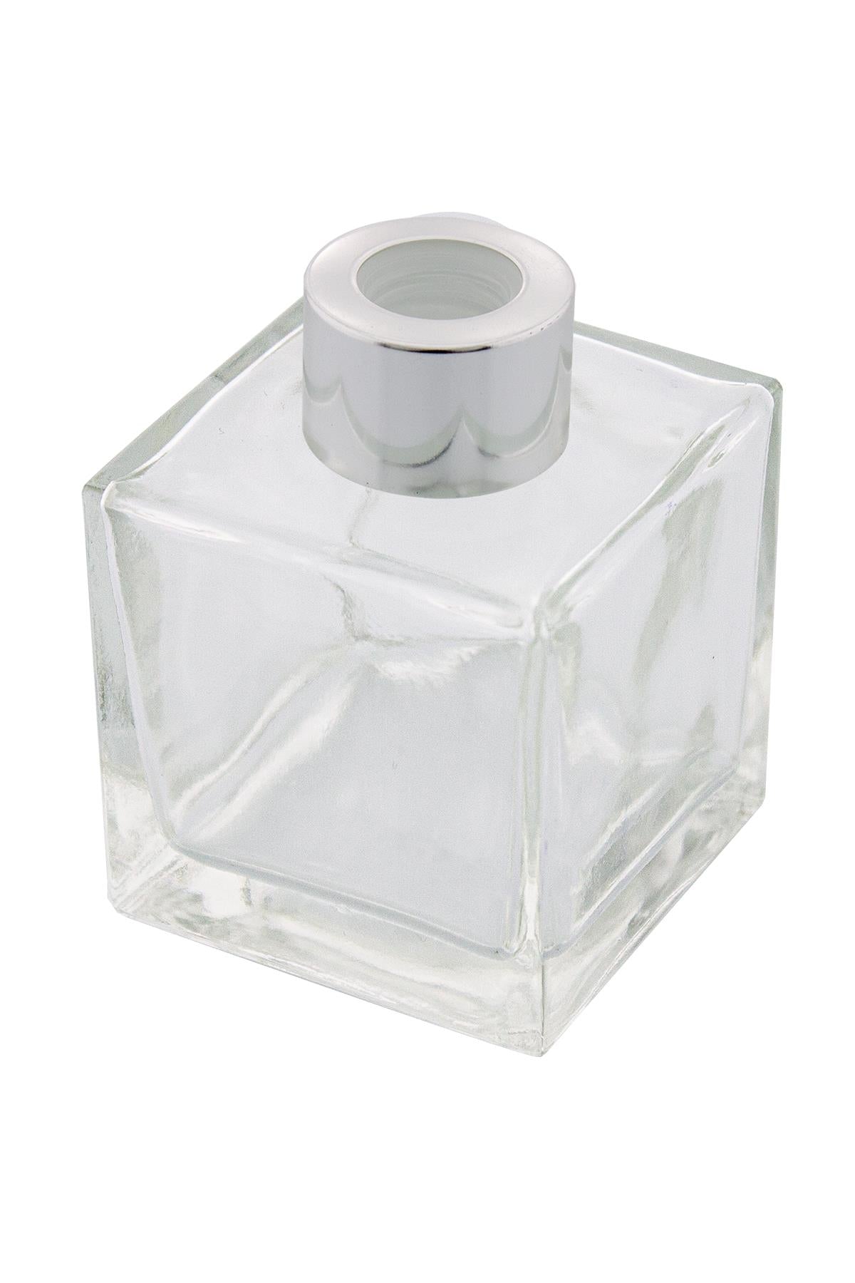 100 Cc Kare Bambu Cam Bambu Oda Kokusu Şişesi Silver Kapaklı Diffuser Şişe 5 Adet