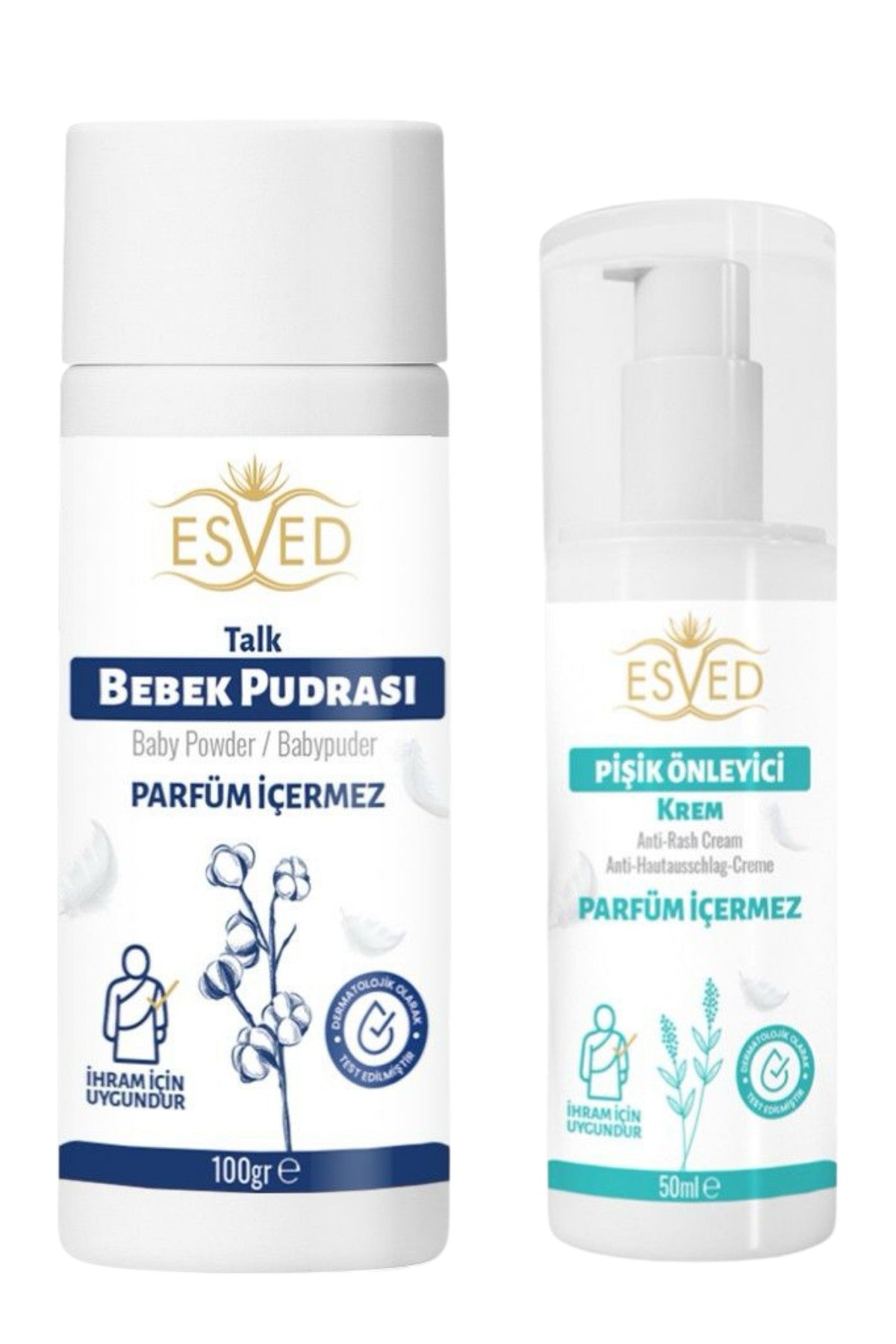 İhram için Kokusuz Pişik Kremi ve Kokusuz Pudra