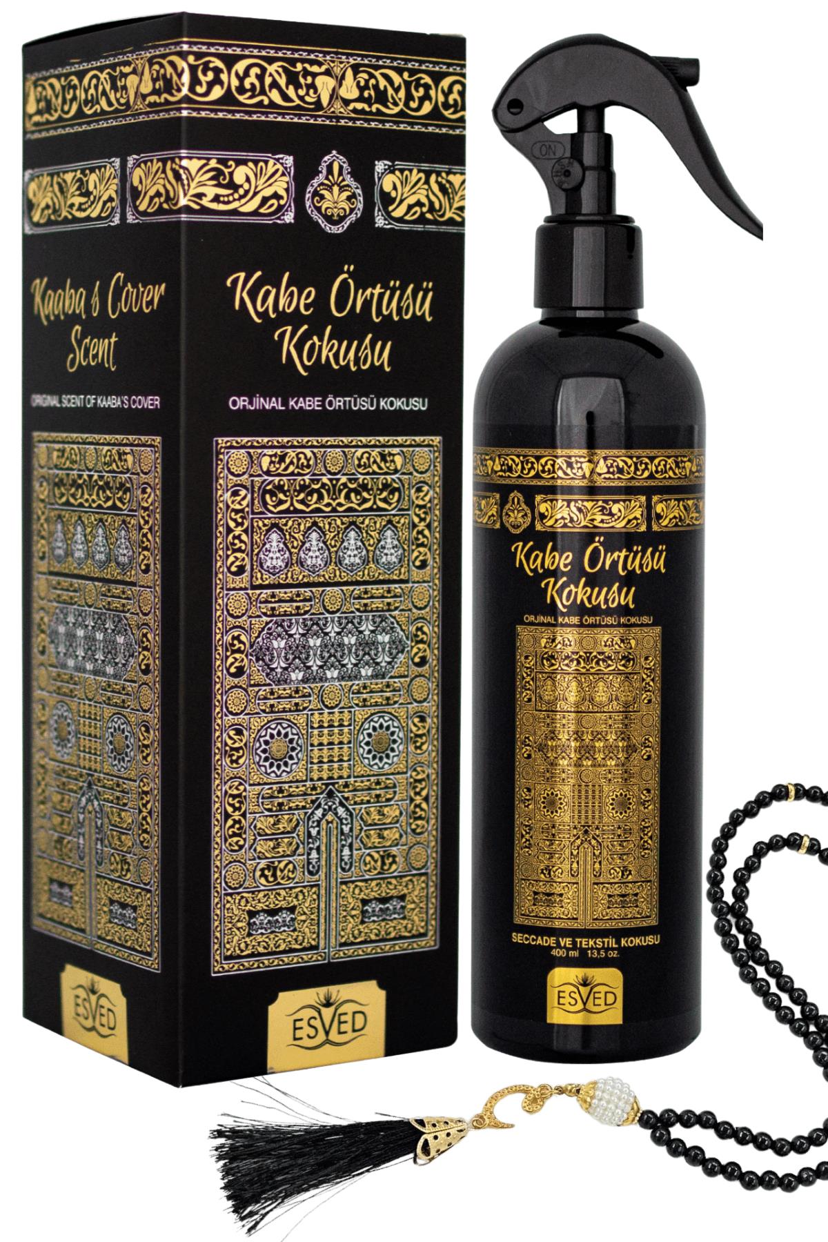 Kabe Örtüsü Kokusu 400 Ml Sprey Kabe Kokulu İnci Görünümlü Plastik Siyah Tesbih Hediyeli