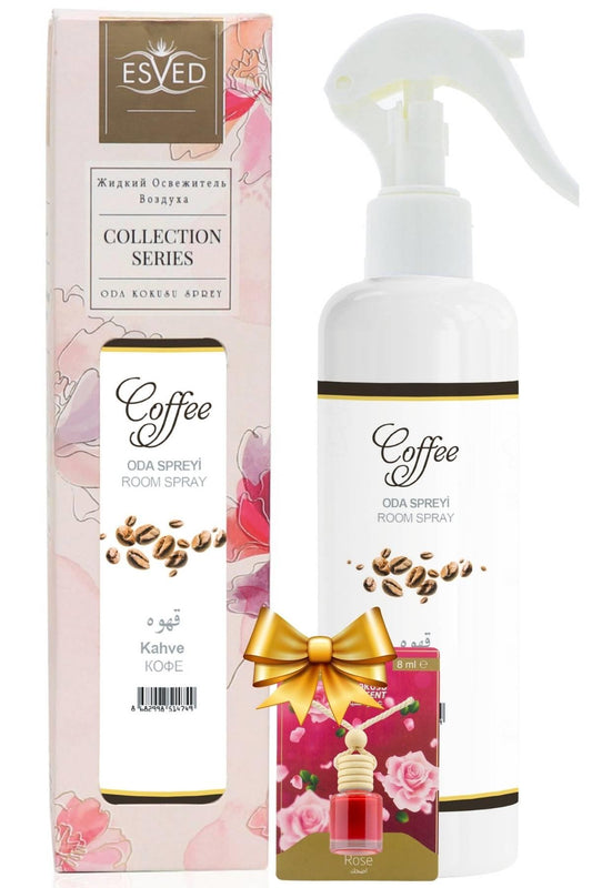 Kahve Kokusu Sprey 400Ml. Gül Kokusu Araba Kokusu 8Ml. Hediyeli