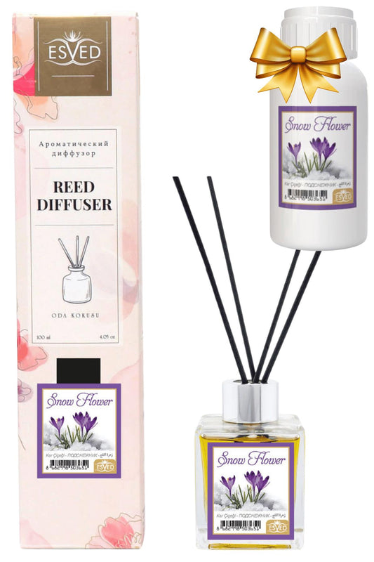 Kar Çiçeği Kokusu 100 Ml Çubuklu Oda Kokusu Yedek Dolum Şişesi Hediyeli