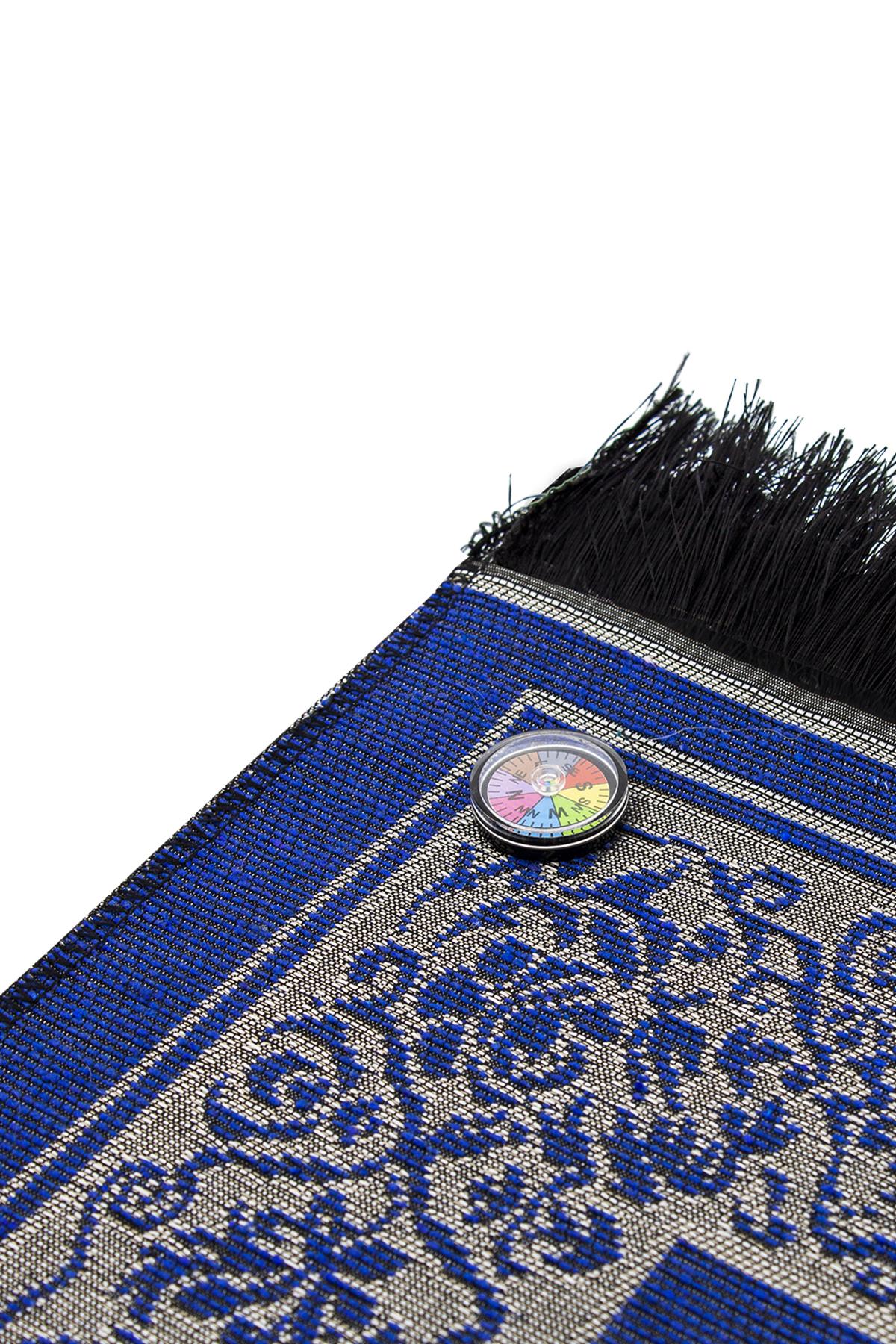 Kıbleyi Gösteren Pusulalı Mavi Seccade