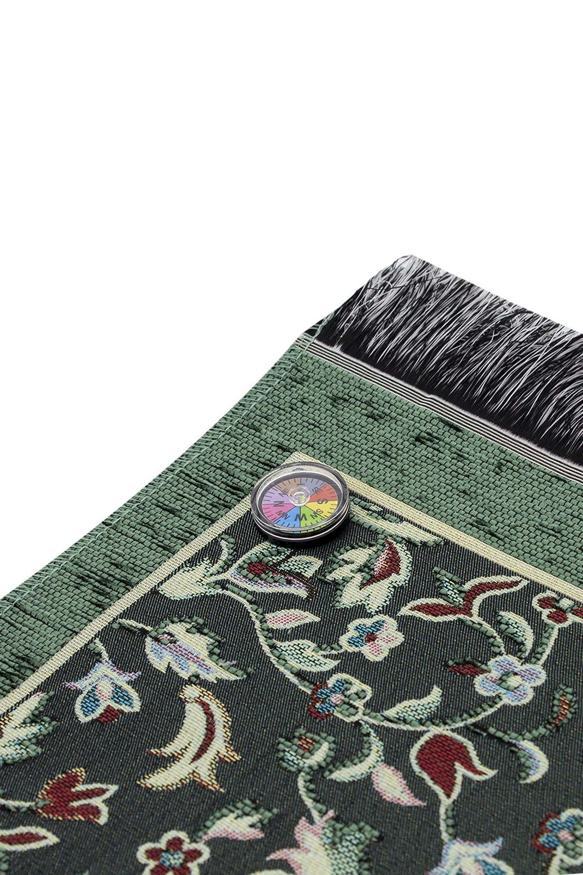 Kıbleyi Gösteren Pusulalı Medine Ravza Motifli Seccade