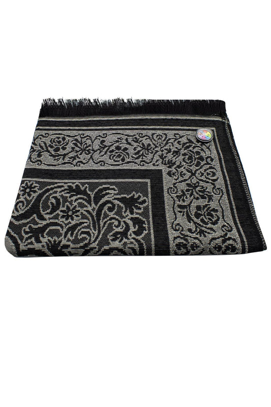 Kıbleyi Gösteren Pusulalı Siyah Seccade