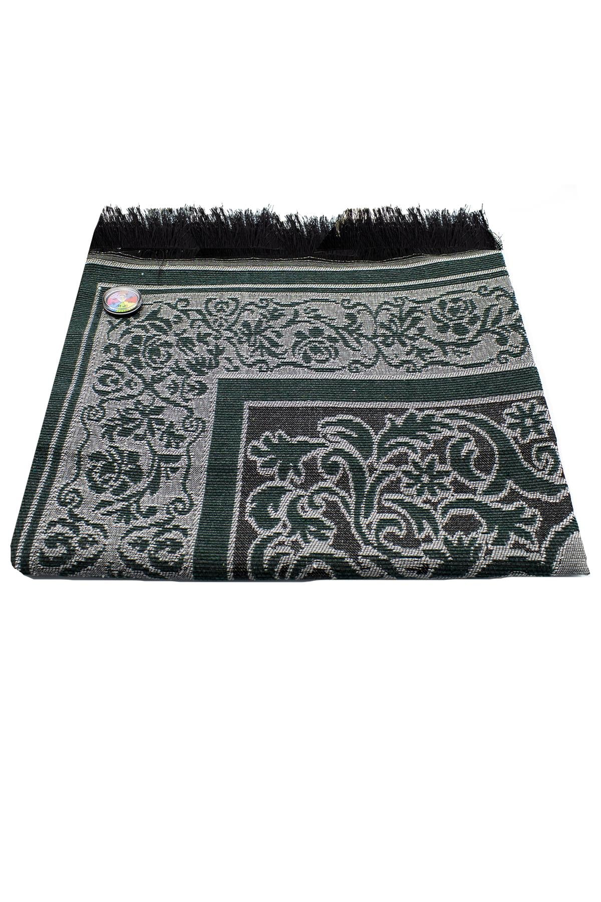 Kıbleyi Gösteren Pusulalı Yeşil Seccade