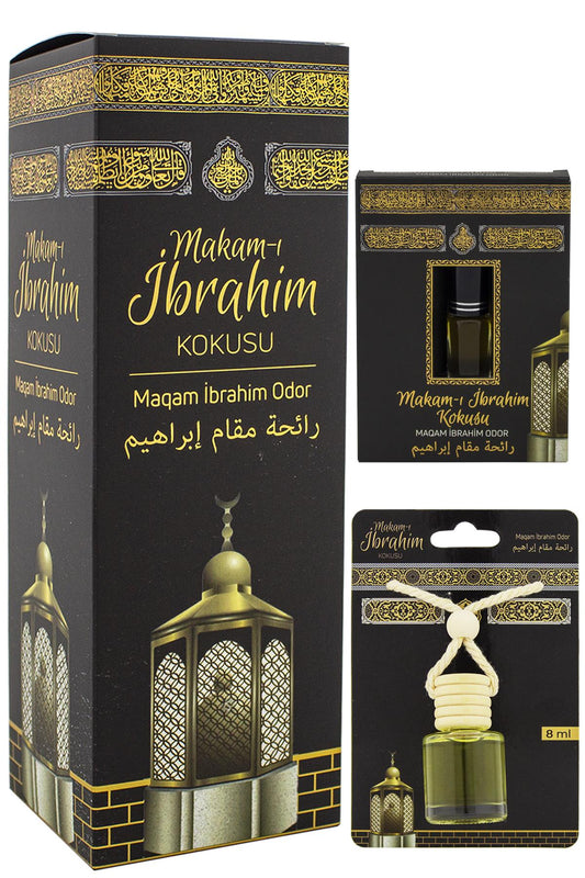 Makamı İbrahim Kokusu 400ml Sprey Ve Makamı İbrahim Kokusu 8 Ml Araba Kokusu Cam Şişe Ve Makamı İbrahim Alkolsüz Esans 3Ml