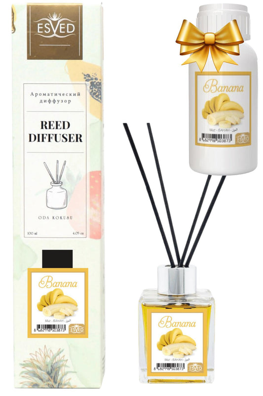 Muz Kokusu 100 Ml Çubuklu Oda Kokusu Yedek Dolum Şişesi Hediyeli