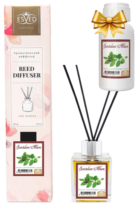 Sandal Ağacı Kokusu 100 Ml Çubuklu Oda Kokusu Yedek Dolum Şişesi Hediyeli