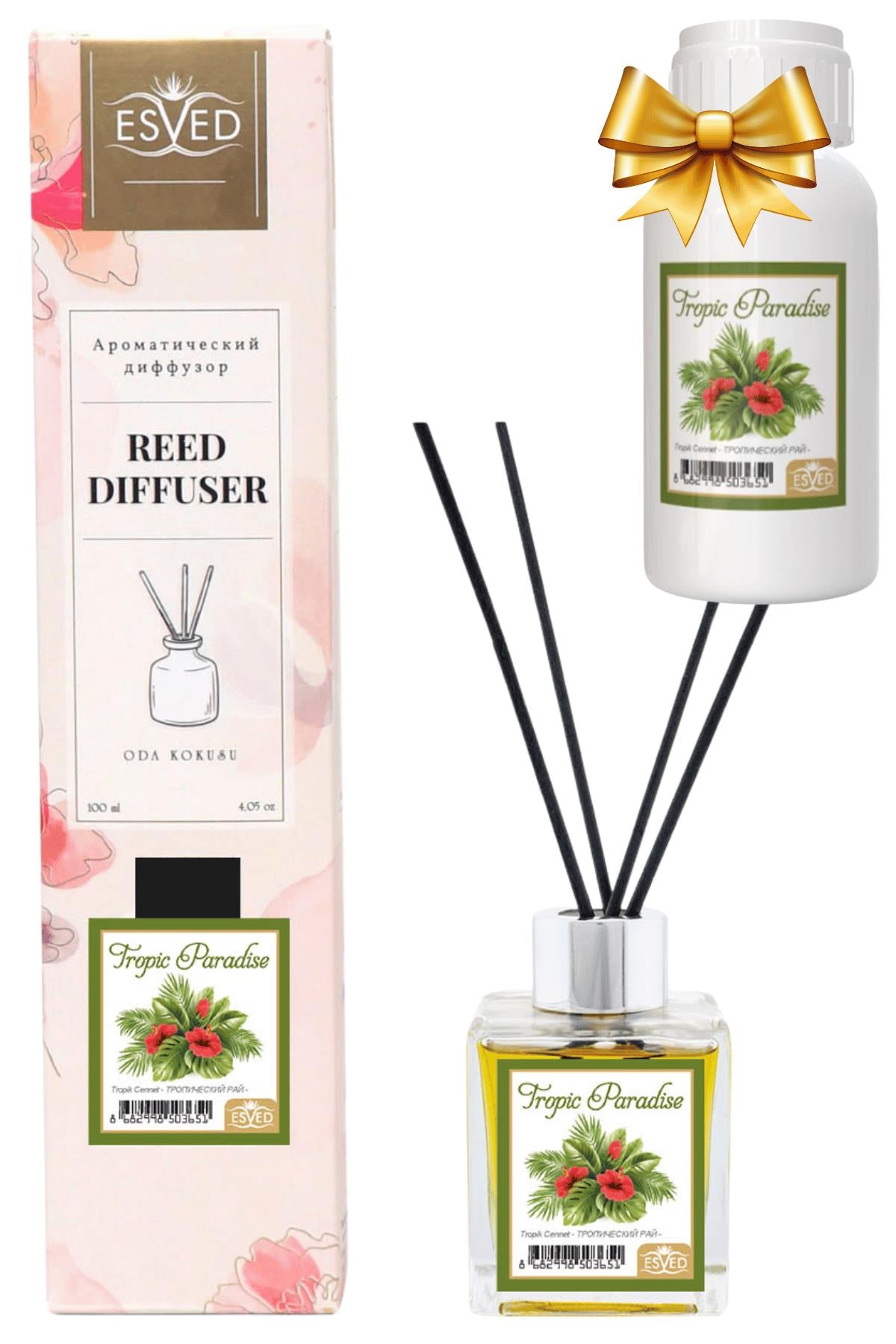 Tropik Cennet Kokusu 100 Ml Çubuklu Oda Kokusu Yedek Dolum Şişesi Hediyeli